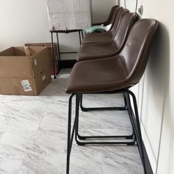 Very Good Condition/Gently Used Brown Faux Leather & Metal Bar Stools, 8 Total Are Available, $40 Each - Coral Springs