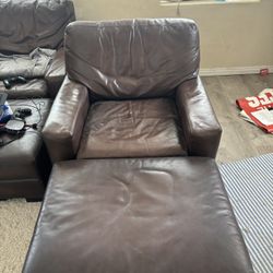 Frontgate Leather Chair And Ottoman