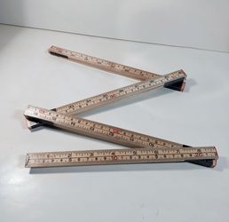 New Wooden Folding Measuring Tape Carpenters 6'5" Ruler Metric and Imperial
