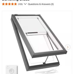 VELUX 22-1/2 × 46-1/2 in. Electric Venting Curb Mount Skylight with Laminated Low-E3 Glass, Solar Powered Room Darkening Shade