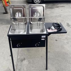 Nuevo Fridora De Gas Propano/ New Doble Fryer With Hose