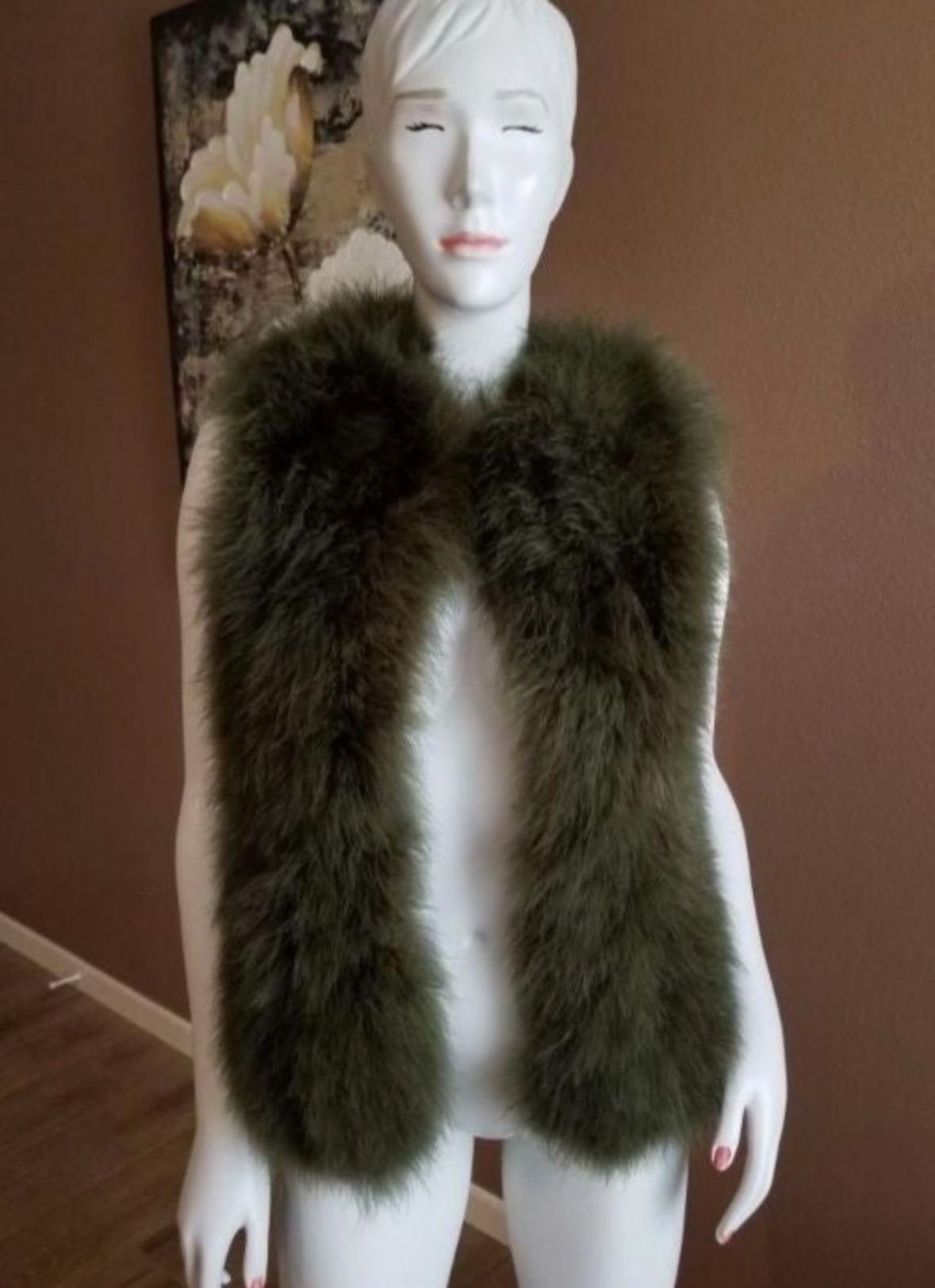 Valentino Green Marabou Fur Vest π