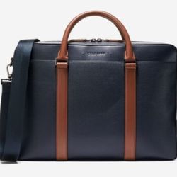 Cole Haan Triboro Briefcase / Color Navy Blazer-New British Tan