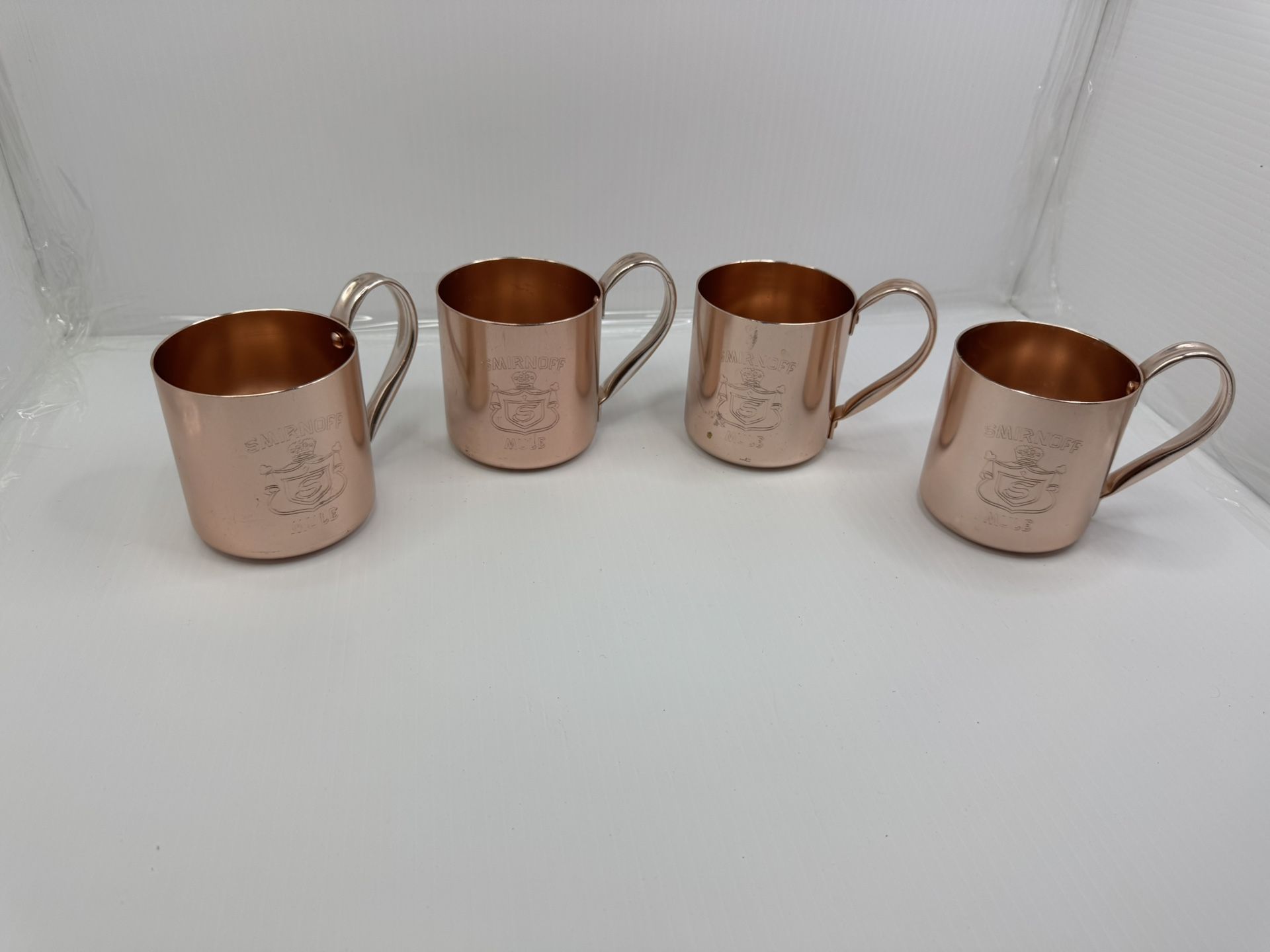 Vintage Smirnoff Vodka 4 Aluminum/Copper Mule Mugs Bareware Cups