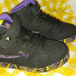2y Black Filas With Purple And Yellow Trim