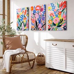 Matisse Flower Market Wall Art – Set of 3, 16x24” Canvas Floral Prints 3A-4