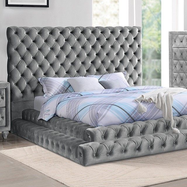 Brand New Super Plush Grey Queen Size Bed Frame