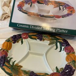 Harvest ceramic divided serving plater
