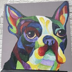 Boston Terrier Canvas Print Colorful Wall Art