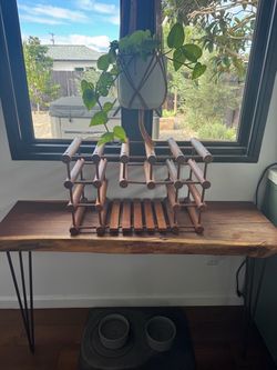 Mid Century Modern wooden wine rack