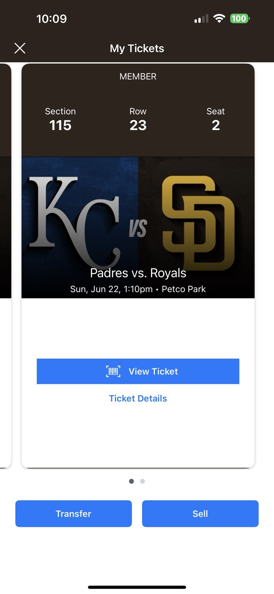Two tickets to Padres vs. Royals