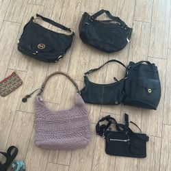 Lot If 7 Mixed Handbags The Sak, Michael Kors, Kipling, Liz Claiborne 