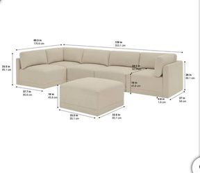 Thomasville fallon 6 piece Beige Modular Sectional Sofa with Ottoman