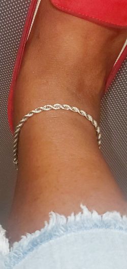 14k Gold-Plated Stainless Steel Twist Anklets In Silver And Gold Thumbnail