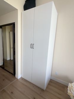 White Two-Door Wardrobe Cabinet