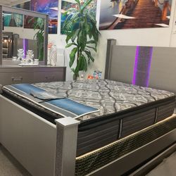 FURNITURE HUGE LIQUIDATION SALE (modern 5pc bedroom set w/led lights and speakers) 45%OFF