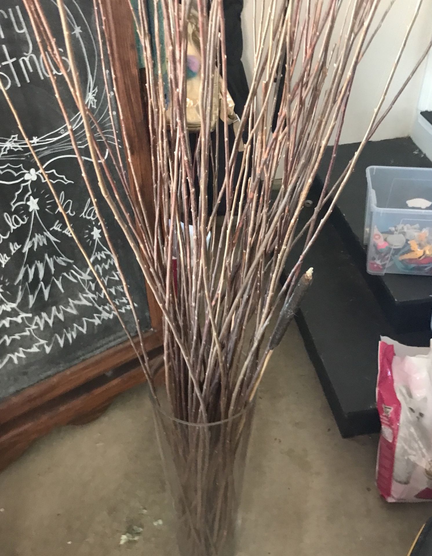 Tall Glass Vase With Sticks