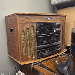 Antique Radio Techno, Sonic Tape Player, Digital Disc Player And Record Player All In One