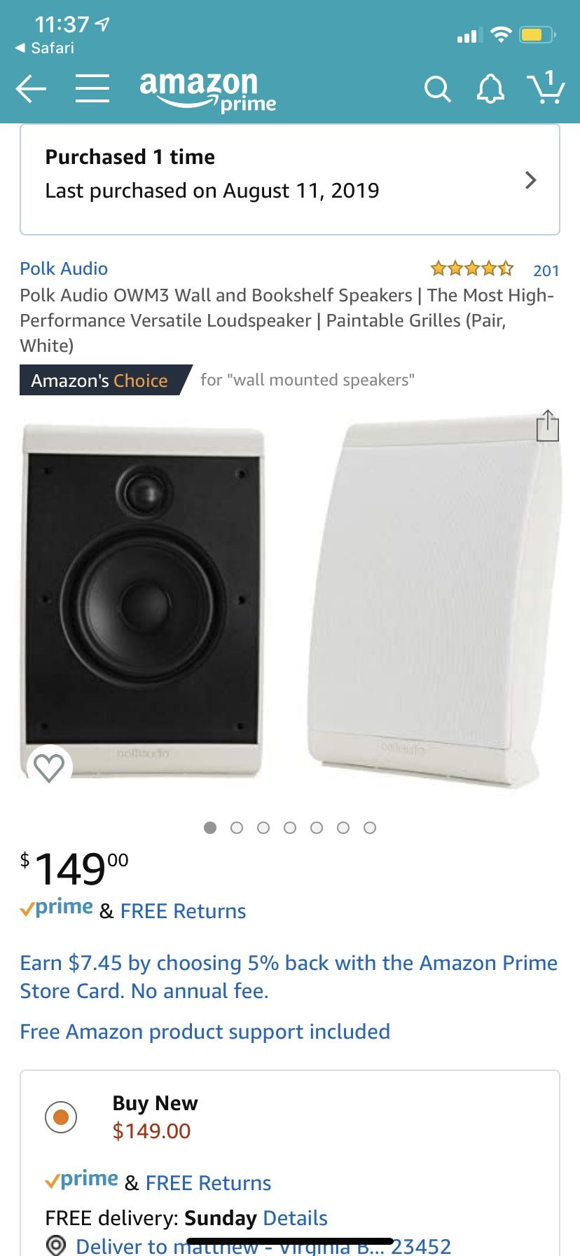 Polk audio OWM3 white wall mount surround speakers