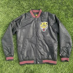 “UNDEFEATED” Black Tiger Snap Up Bomber Jacket