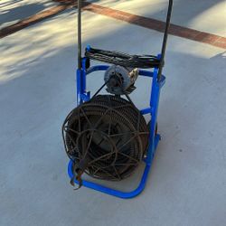 Drain Snake Comercial Cable 3/4”x75’ Long  Forward Reverse Foot Pedal Good Conditions$600