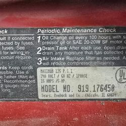 Craftsman 5hp 220v air compressor. 