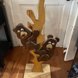 Wooden Bears On Tree