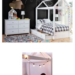 Kids Canopy House Full Size Bed With 3 Drawer Storage 
