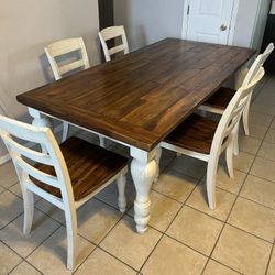 Dining table with chairs, (table 86x42” wide, 30” tall) sturdy/strong