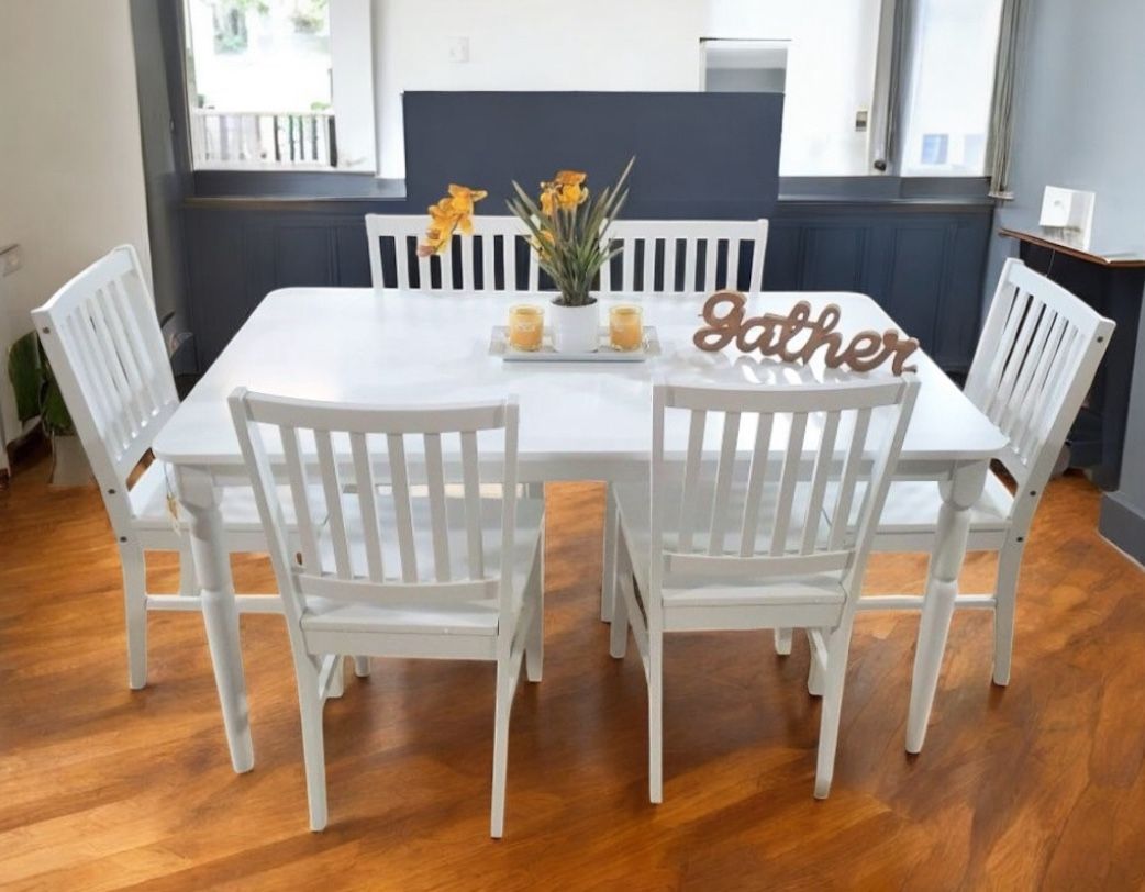 New 7 Piece White Dining Set