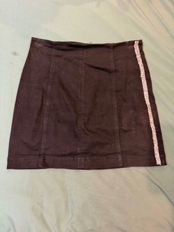 Black Mini Skirt with Glitter Side Stripe Medium
