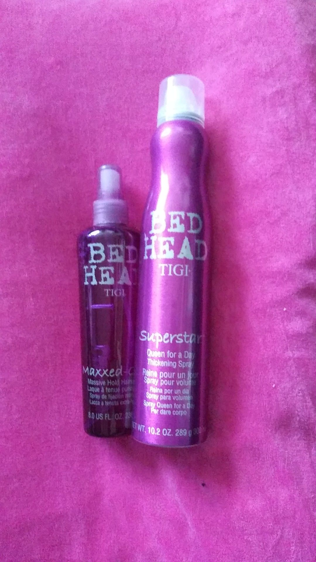 Bed Head hairspray and Superstar Hairspray