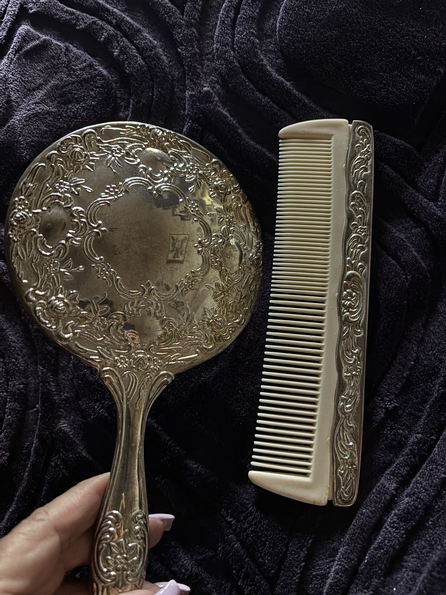 Vintage mirror and comb set