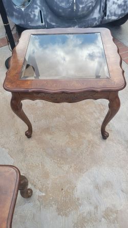 Oak coffee table and end tables