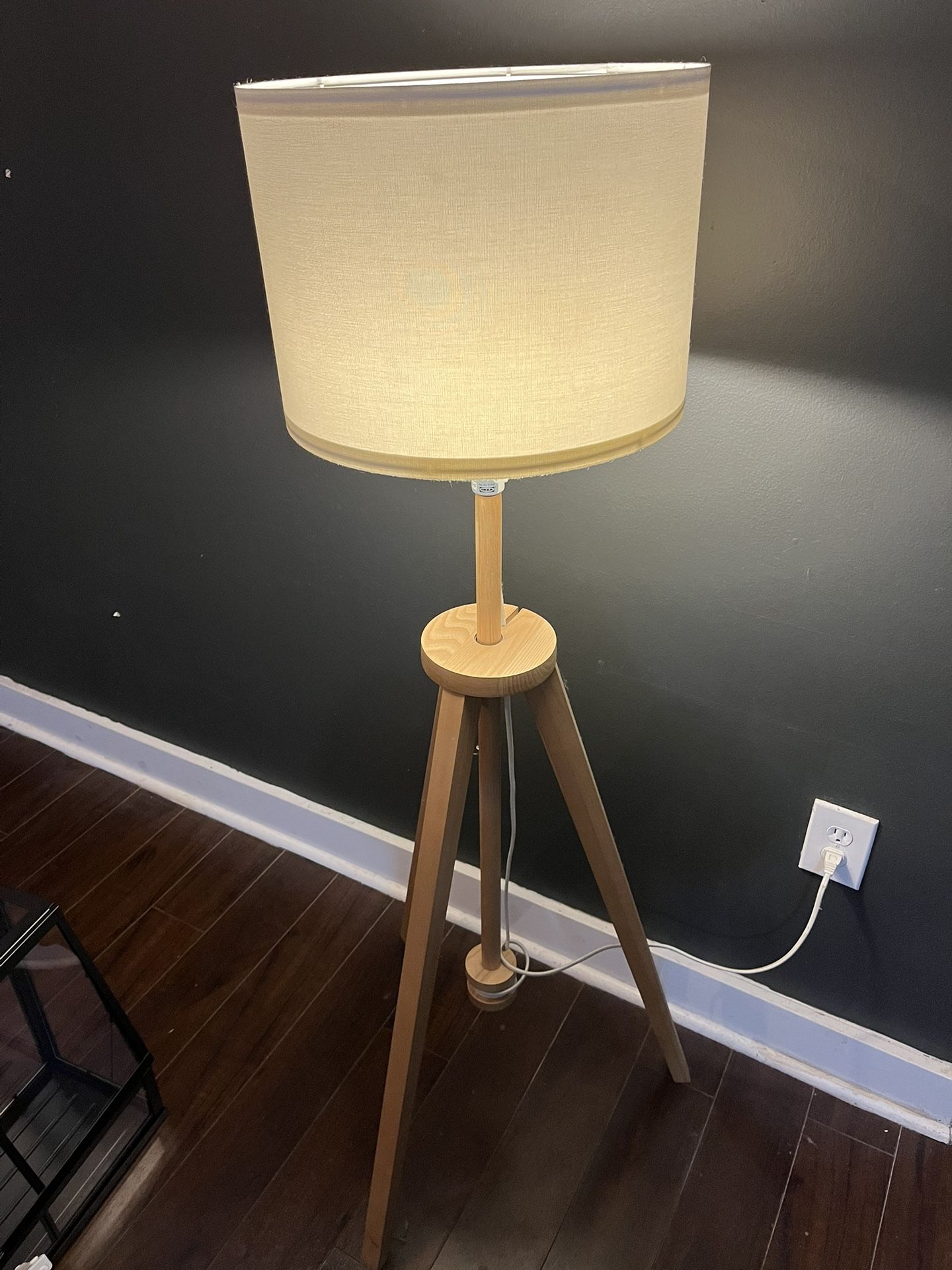 Ikea LAUTERS Wooden Floor lamp, ash/white, Bamboo