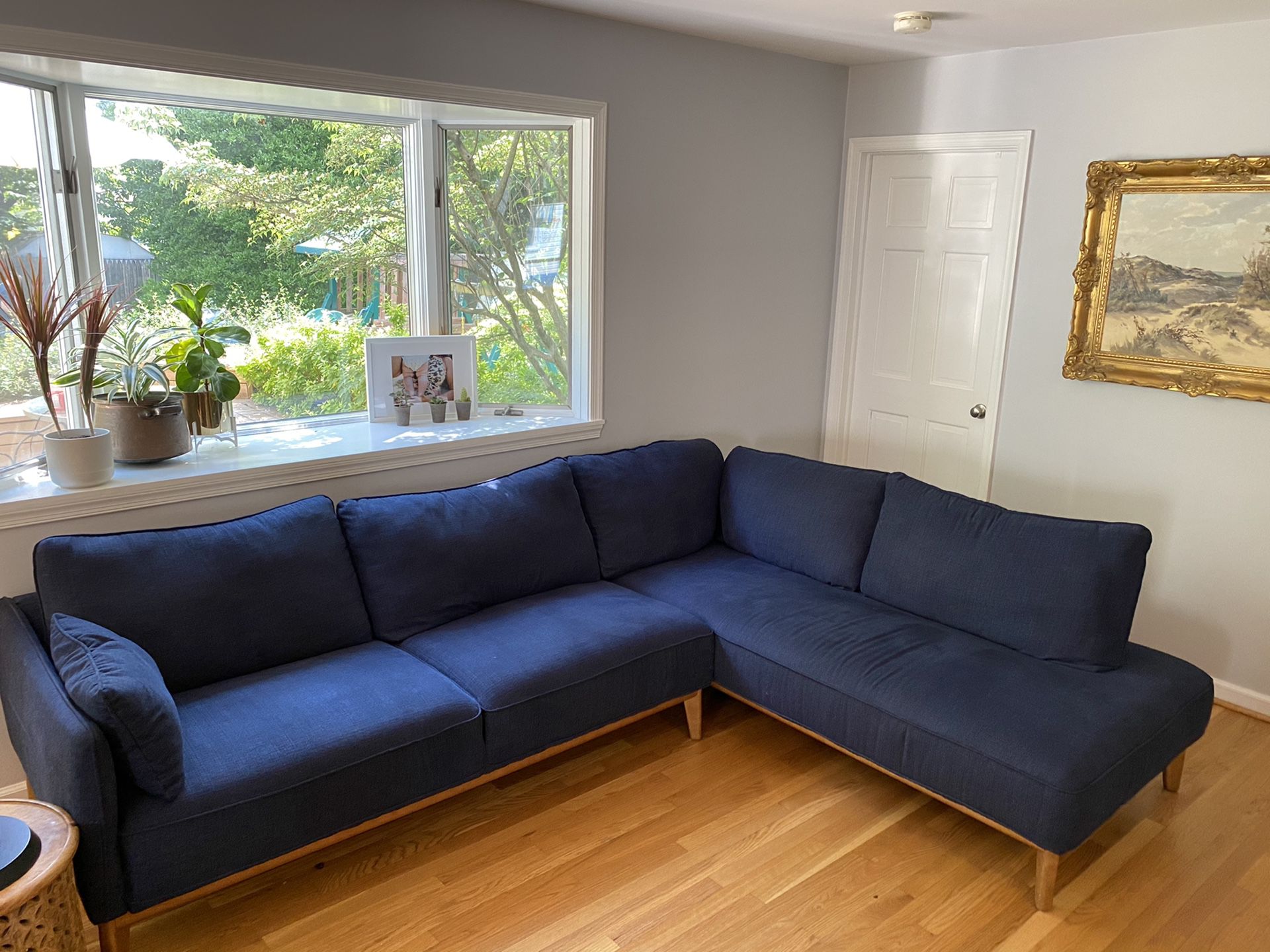 Navy L shaped sectional