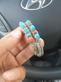 925 Sterling Silver Sleeping Beauty Turquoise Leo Feeney Native American Signed Bracelets