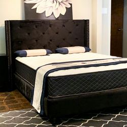 BRAND NEW BLACK QUEEN SIZE BED FRAME WITH NEW MATTRESS/FAST DELIVERY