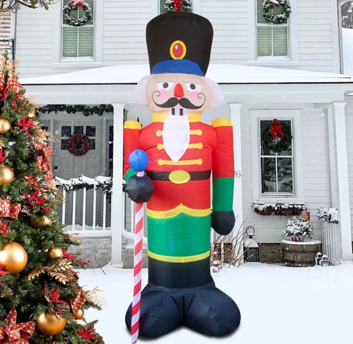 8ft Inflatable Christmas Nutcracker Soldier Light up LED Yard Decoration Blow Up