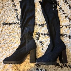 Knee High Black Boots Size 81/2 