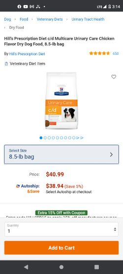 Hills Prescription Diet Urinary Care C/D Multicare Dog Food 8.5 LB Bag
