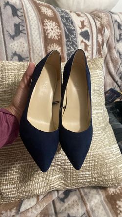 Nine West Navy Blue Suede Pointed-Toe Heels
