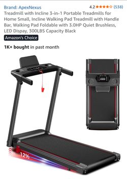 Foldable Treadmill for Home, 3-in-1 Walking Pad with 13% Incline Handle Bar, 300LBS Capacity, 3.0HP Quiet Brushless, Small Treadmills for Small Spaces