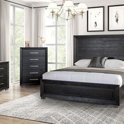 Brand New Black 4pc Queen Bedroom Set (Available In Eastern King)
