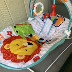 Fisher Price Bouncer $20, Fisher Price Baby Chair $15, Fisher Price Swing $25