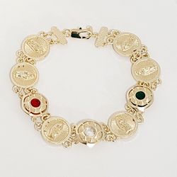 14k Gold Plated Virgen Mary Bracelet 