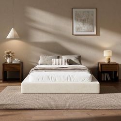 AirFrame Cal King Upholstered Bed Frame with Square Cushioned Base