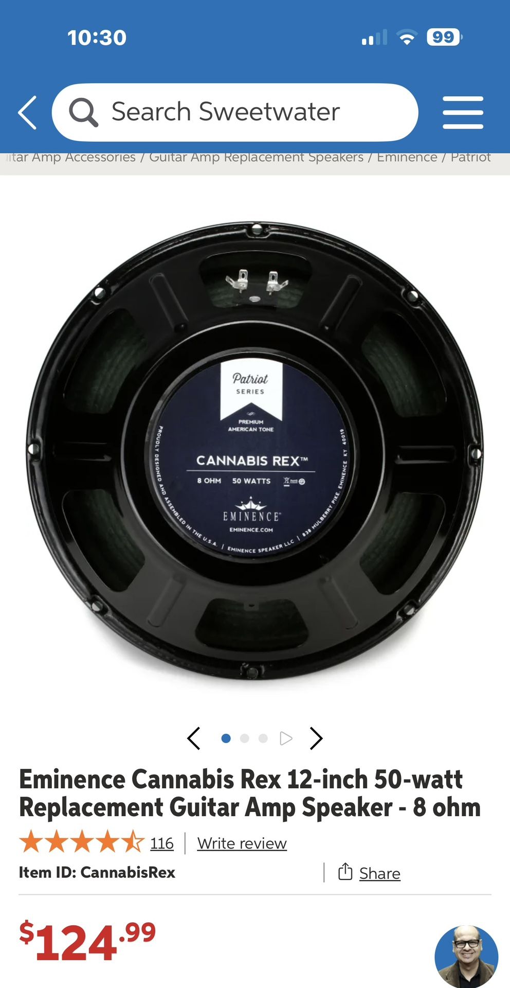 Eminence Cannabis Rex 12-inch 50-watt Replacement Guitar Amp Speaker - 8 ohm