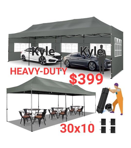 10'x30' Easy Pop Up Gazebo Party Tent Canopy w/  Removable Sidewalls Wedding Party Tent  Canopy With sidewalls-Carpa Used