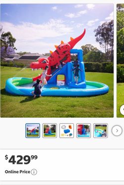 Happy Hop Inflatable Dragon Theme Water Slide with Splash Pool